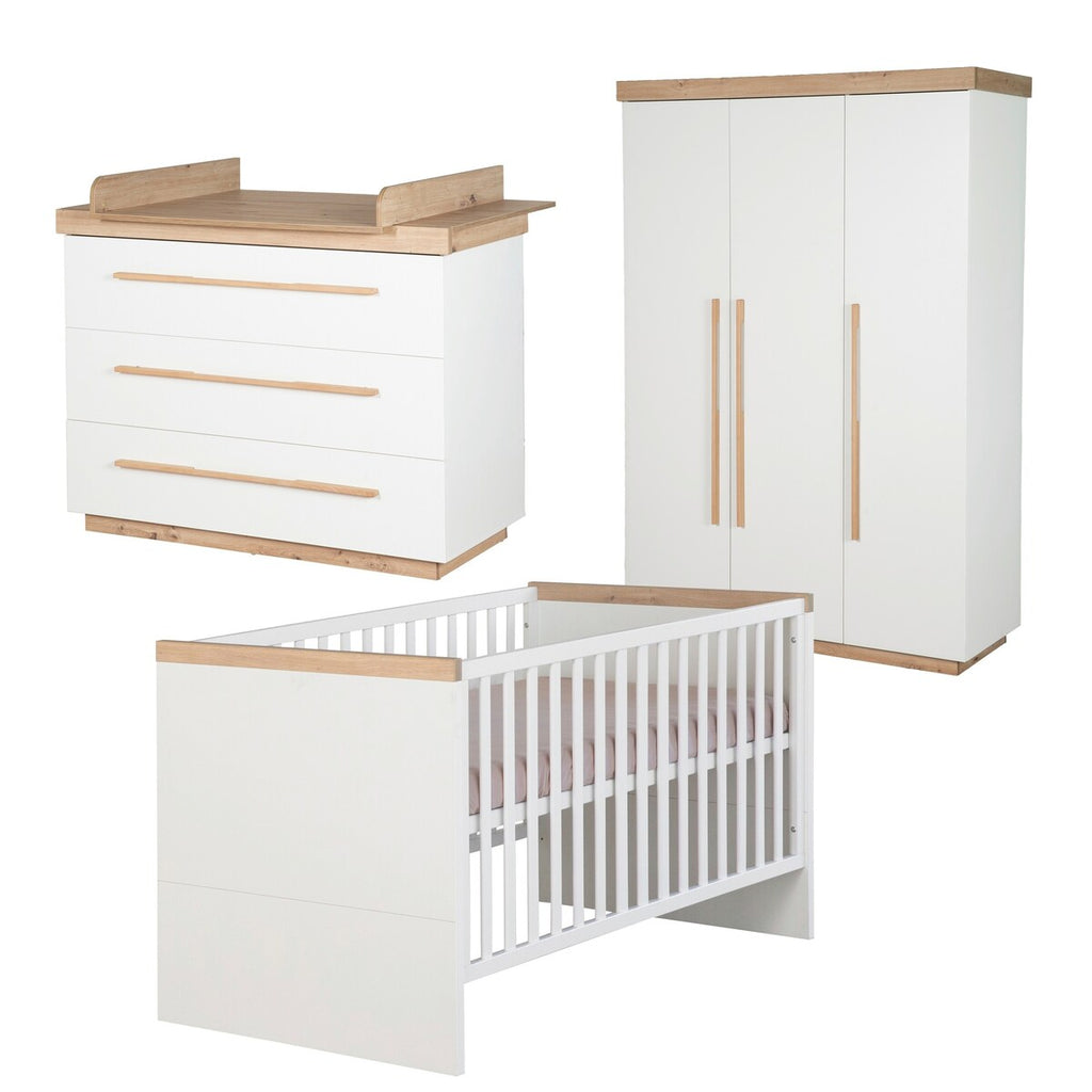 Barneromssett Lumo 3 deler med babyseng 70x140 cm bakside