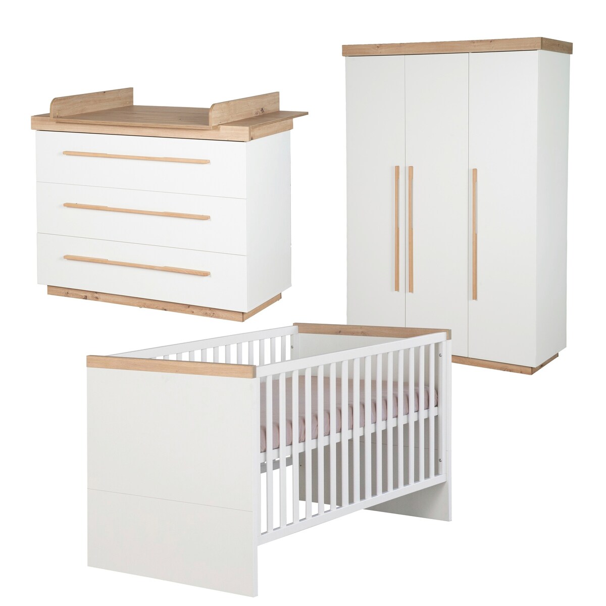 Barneromssett Lumo 3 deler med babyseng 70x140 cm bakside