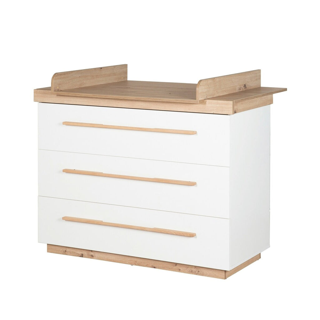Barneromssett Lumo 3 deler med babyseng 70x140 cm kommode med stelleplate