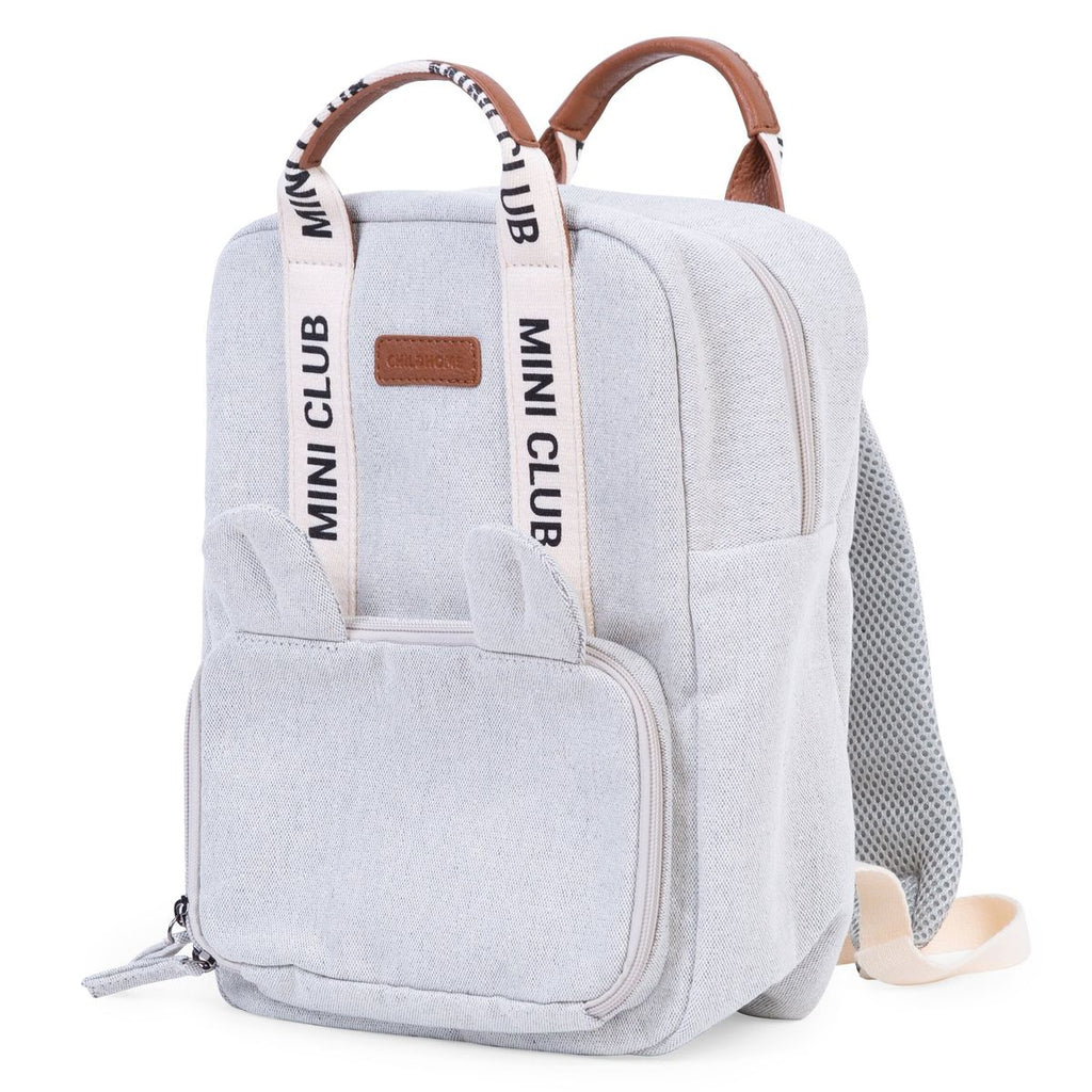 Barneryggsekk Mini Club i canvas offwhite Childhome forfra