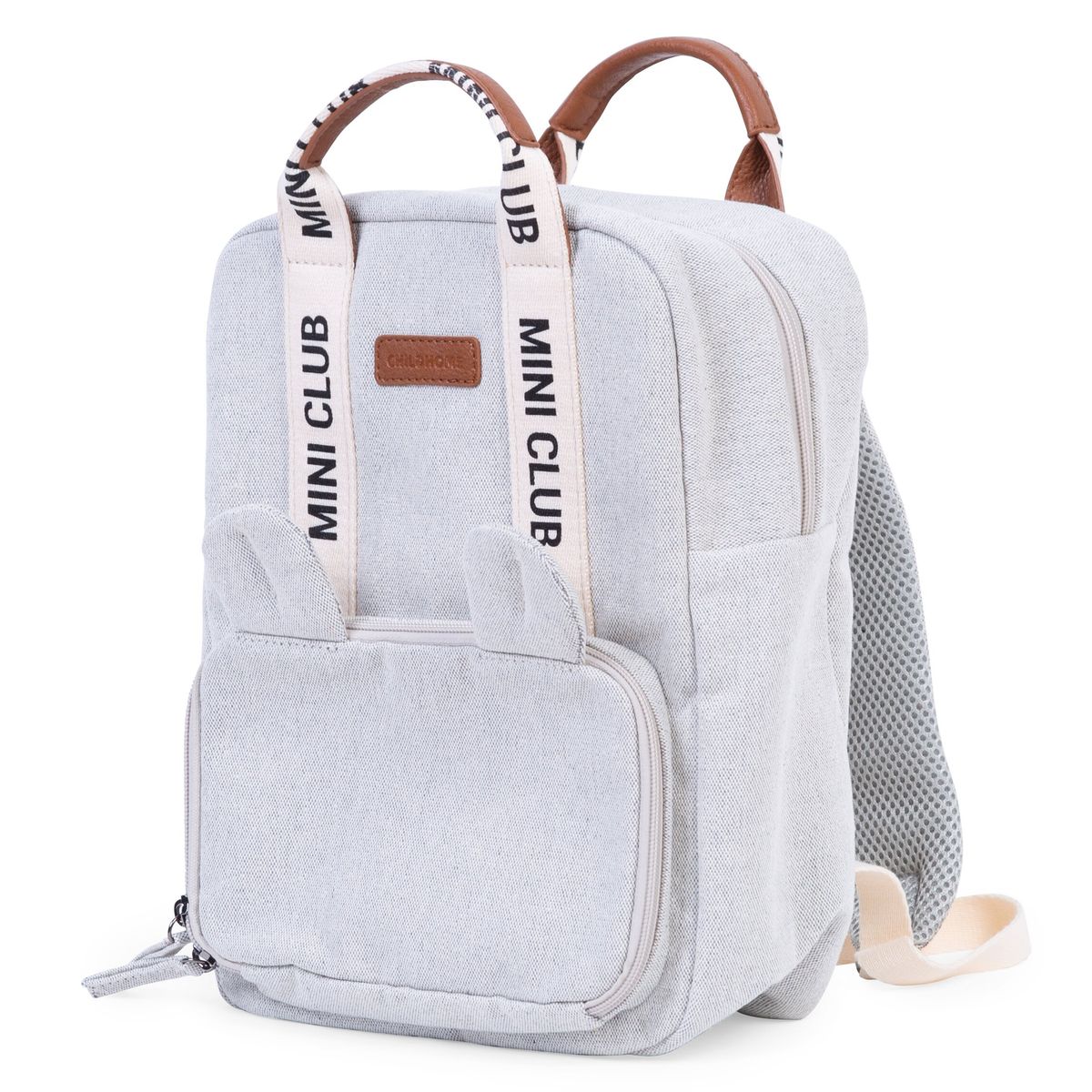 Barneryggsekk Mini Club i canvas offwhite Childhome forfra