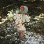 Nærbilde av ekte skinn detaljer på Barneryggsekk MINI Meadow Blossom