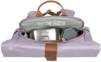 Barneryggsekk rolltop 9-11 l lilac resirkulert polyester nærbilde av skulderrem