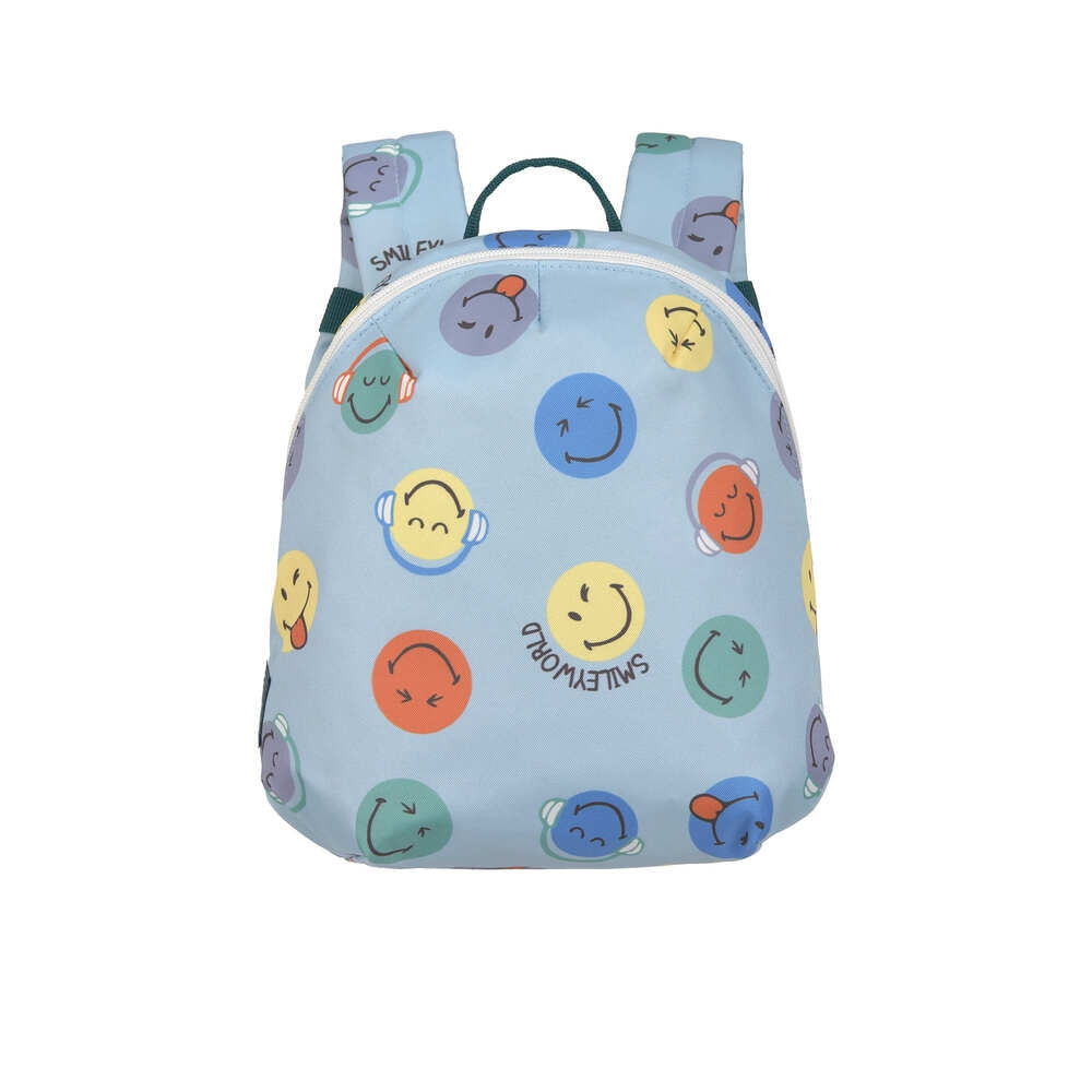 Barneryggsekk Tiny SmileyWorld blå forfra