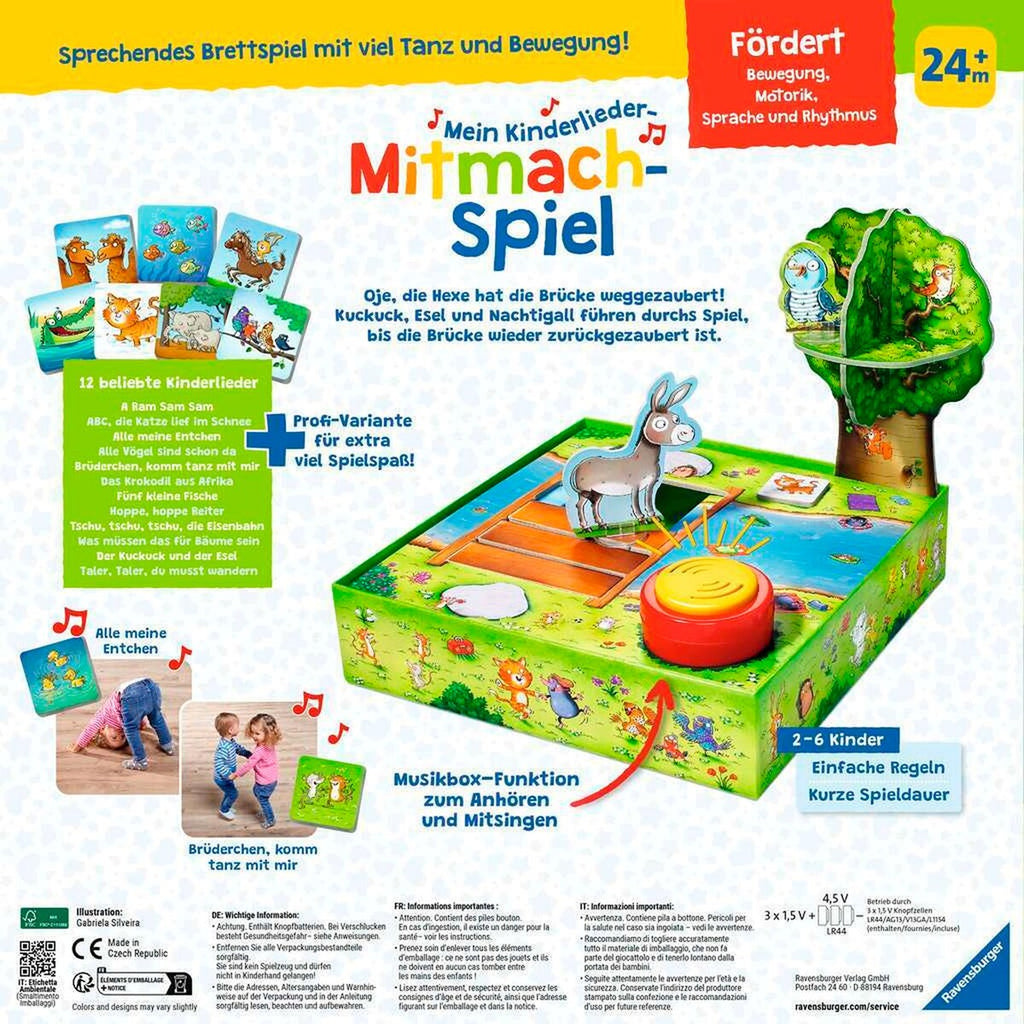 Barnesangspill med bevegelse 2-6 spillere bakside