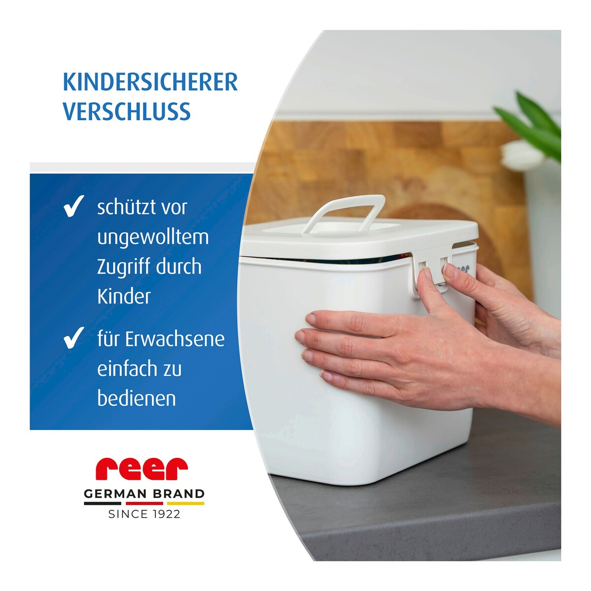Barnesikker oppbevaringsboks SafeContainer 7 l plast oversikt fra toppen