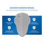 Barnesikring for stekeovn i varmebestandig plast funksjon