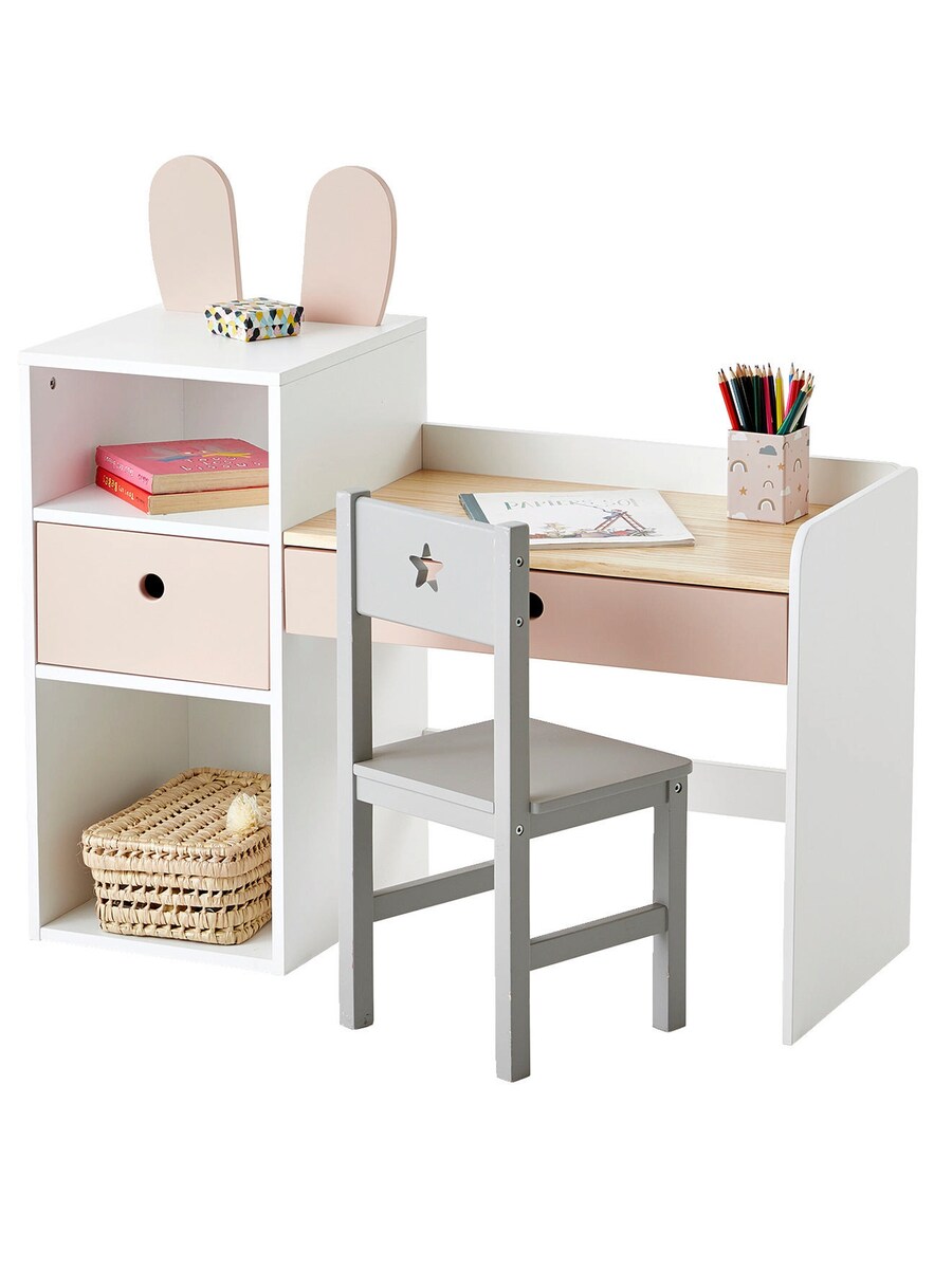 Barneskrivebord HASE for førskolebarn MDF 96x88 cm forfra