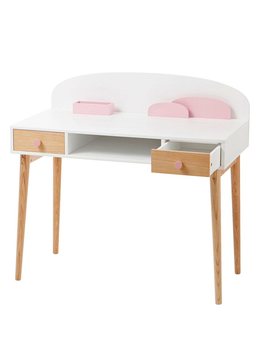 Barneskrivebord KONFETTI MDF/ask hvit forfra