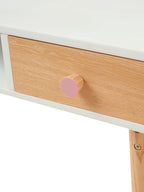 Detalj av Barneskrivebord KONFETTI MDF/ask hvit skuffefronter