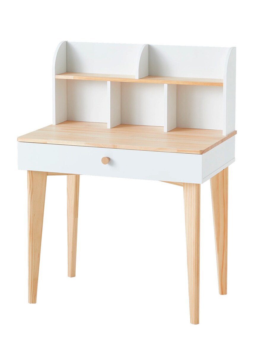 Barneskrivebord SCANDI MDF/furu hvit/natur 85x52 cm detalj av hyller