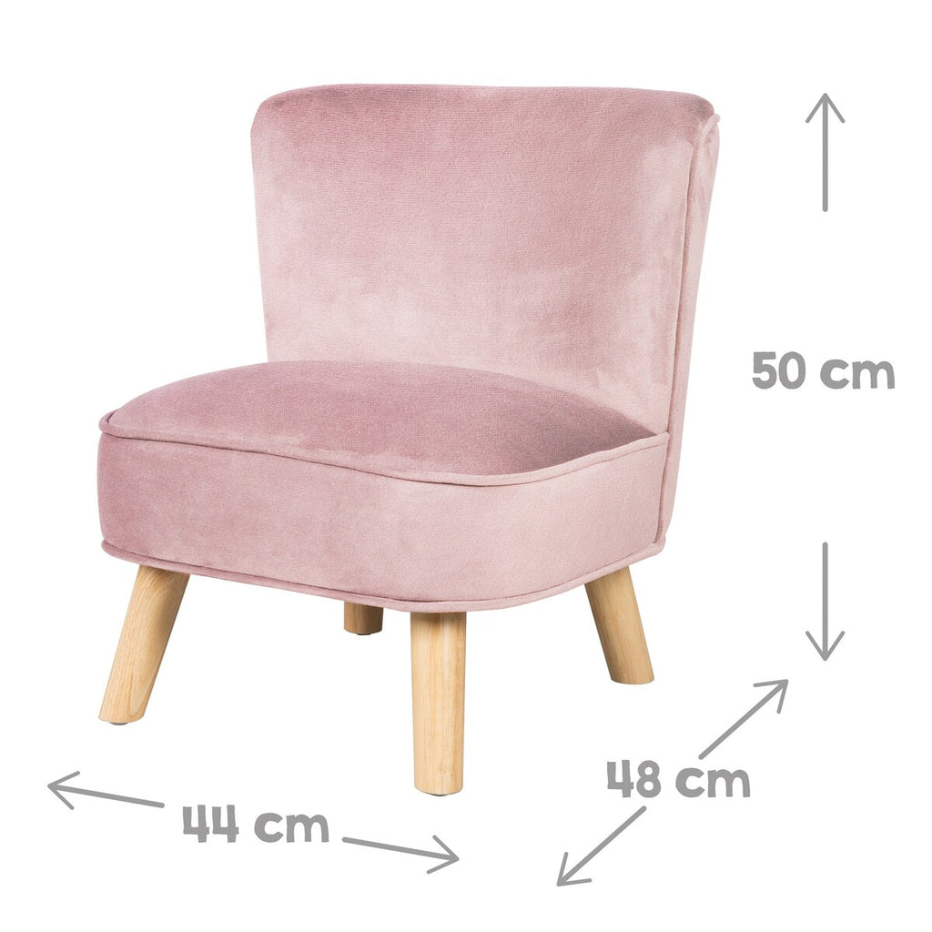 Nærbilde av dekorativ skypute i Barnesofa-sett med lenestol og pute rosa fløyel