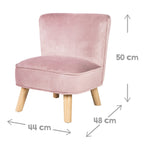Nærbilde av dekorativ skypute i Barnesofa-sett med lenestol og pute rosa fløyel