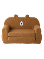 Detalj av brodert teddybjørn ansikt på Barnesofa TEDDY