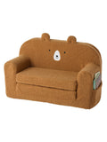 Barnesofa TEDDY sammenleggbar forfra i camel teddyfleece