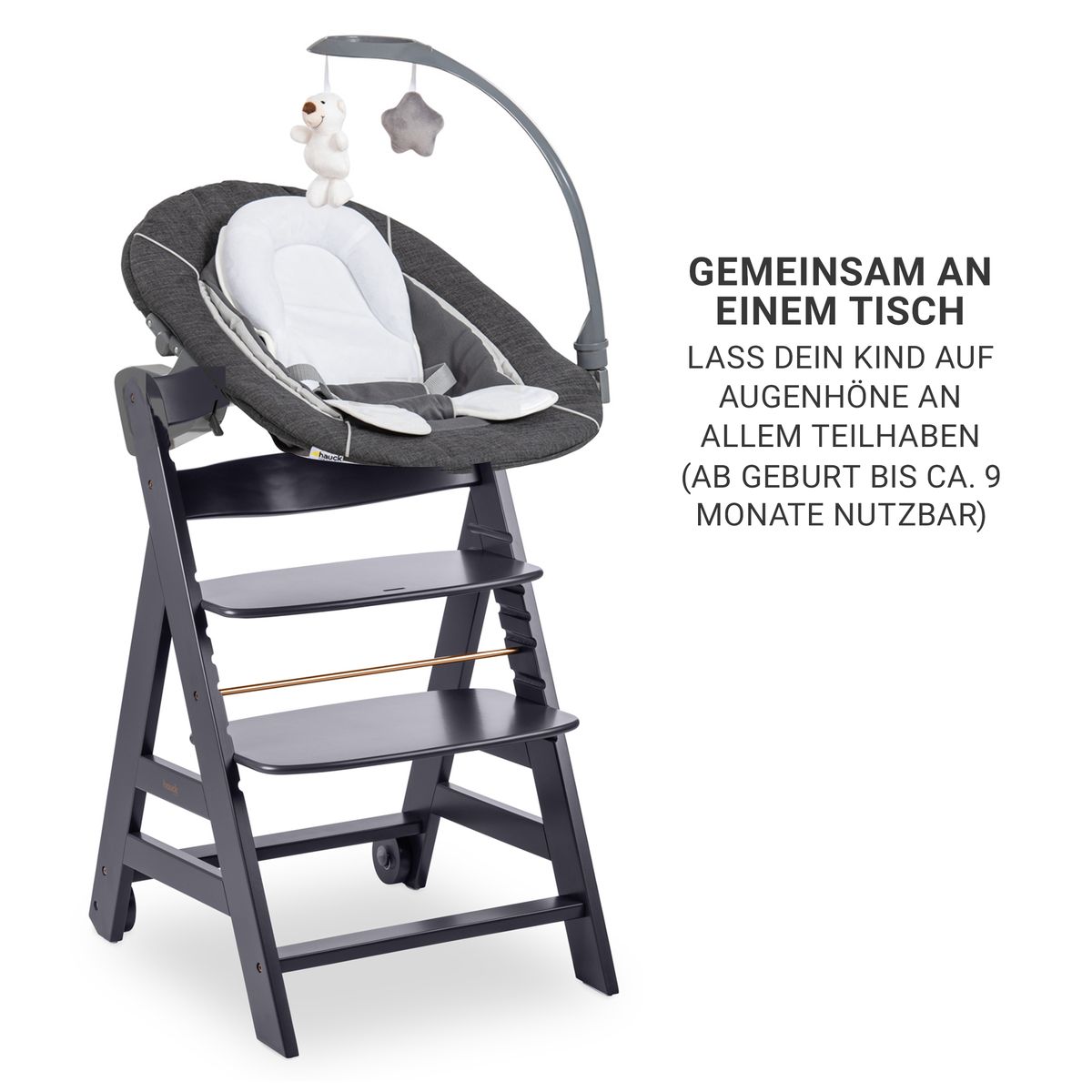 Barnestol 5-delt sett Beta Plus Deluxe i bøk med spisebrett