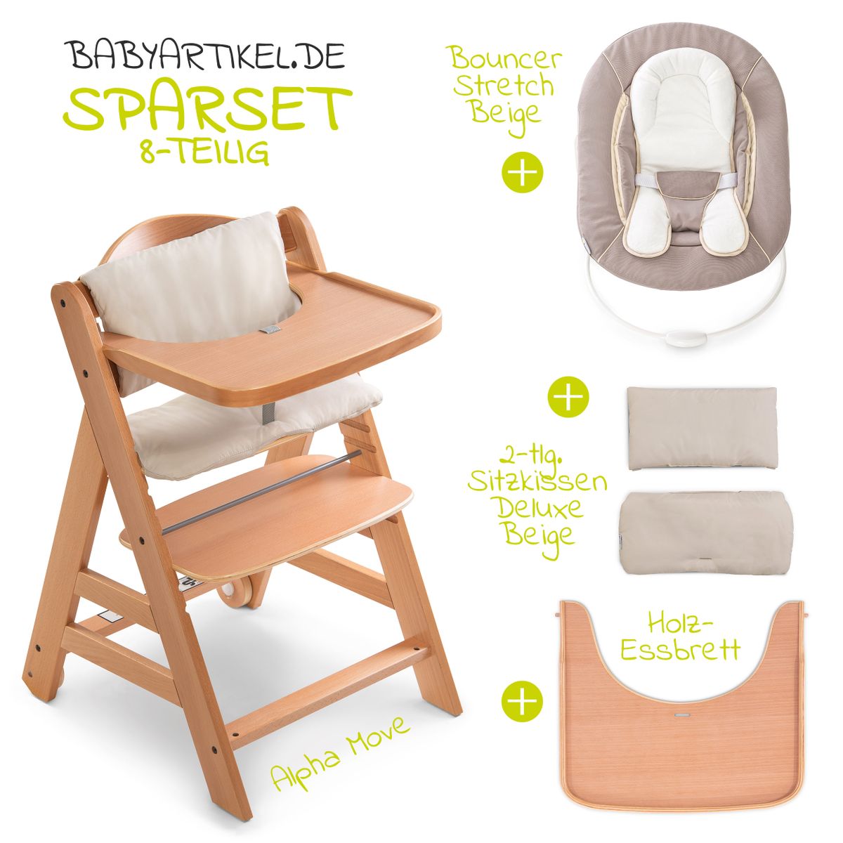 Barnestol Alpha Move 5-delers sett bakside med hjul