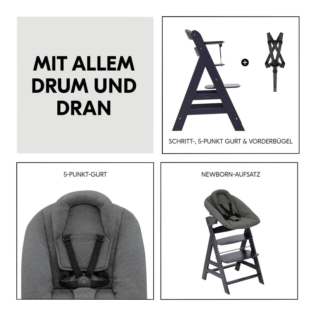 Barnestol Alpha+ med newborn-sett i bøk fra fødsel - Hauck