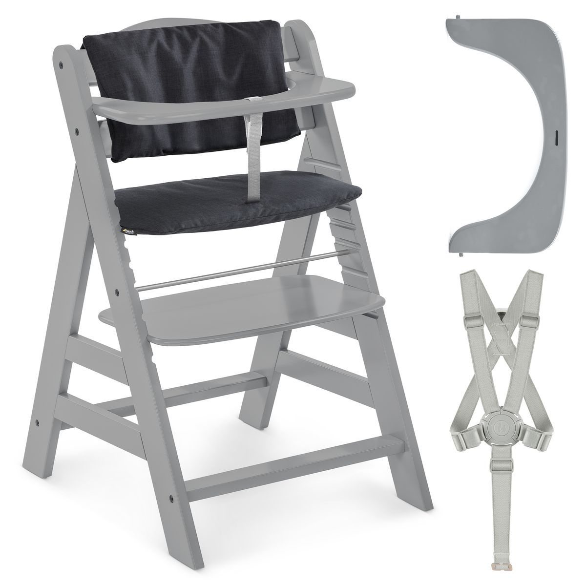 Barnestol Alpha Plus 2-delt sett med setepute Melange Charcoal forfra
