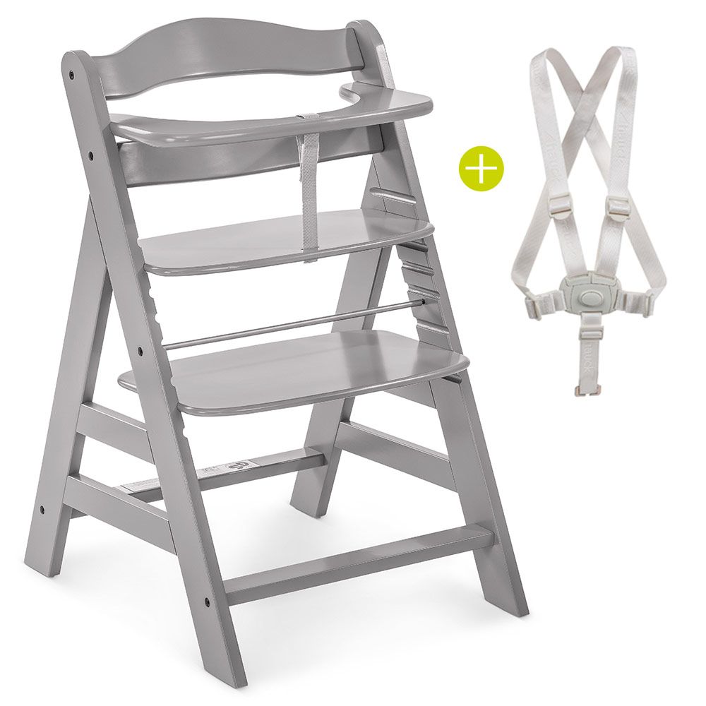 Barnestol Alpha Plus 3-delt sett med vippestol i bruk med baby