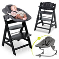 Barnestol sett Alpha Plus Black med babyinnsats og vippe forfra