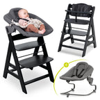 Barnestol sett Alpha Plus Black med babyinnsats og vippe forfra