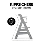 Barnestol Alpha Plus i bøk med 5-punktsbelte justerbar fotplate