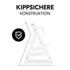 Barnestol Alpha Plus i bøk opptil 90 kg hvit med justerbar fotplate