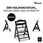 Barnestol Alpha Plus i europeisk bøk, svart bakside