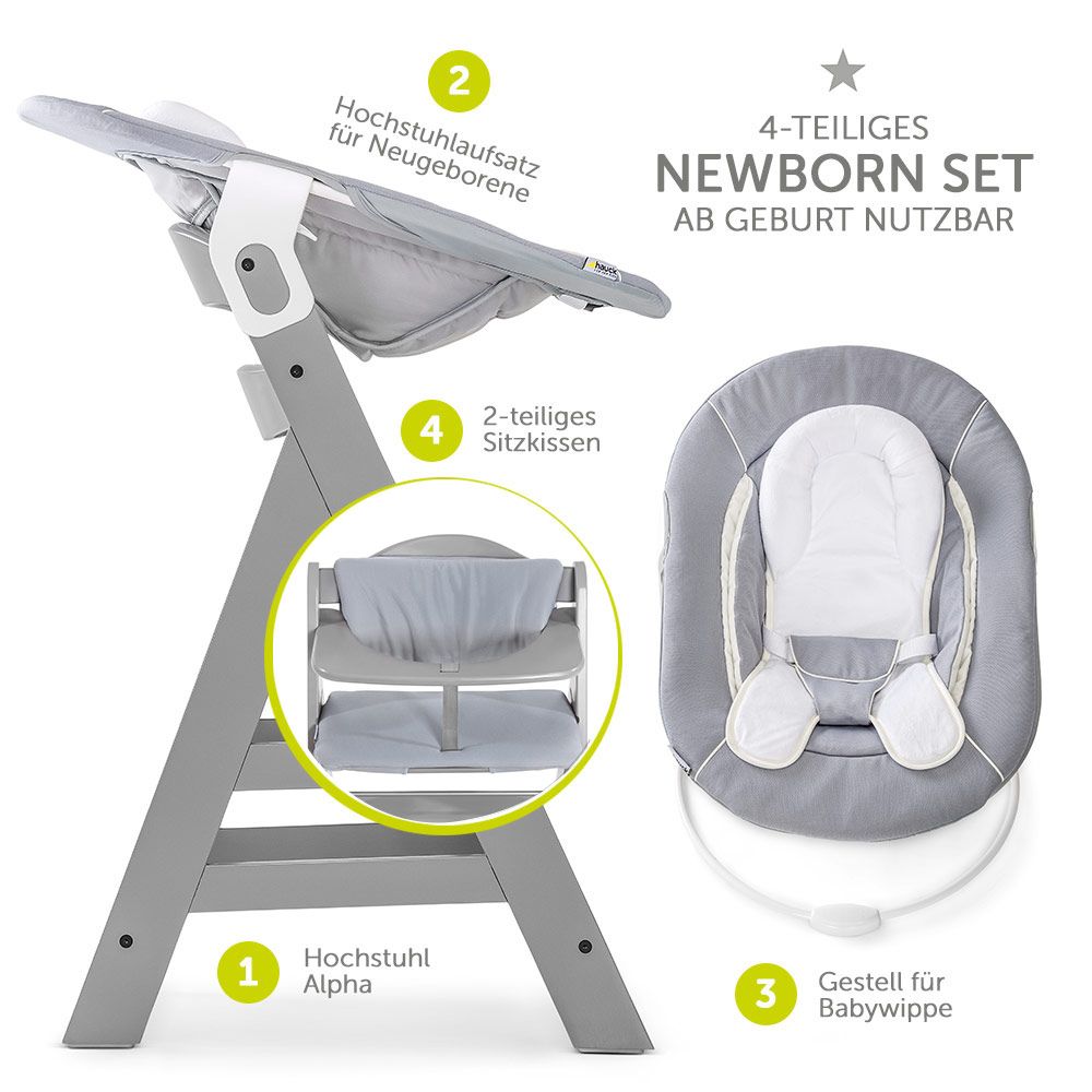 Barnestol Alpha Plus Grey 4-delers sett bakside