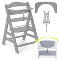 Barnestol Alpha Plus Grey i sett med sittepute Stretch Grey front