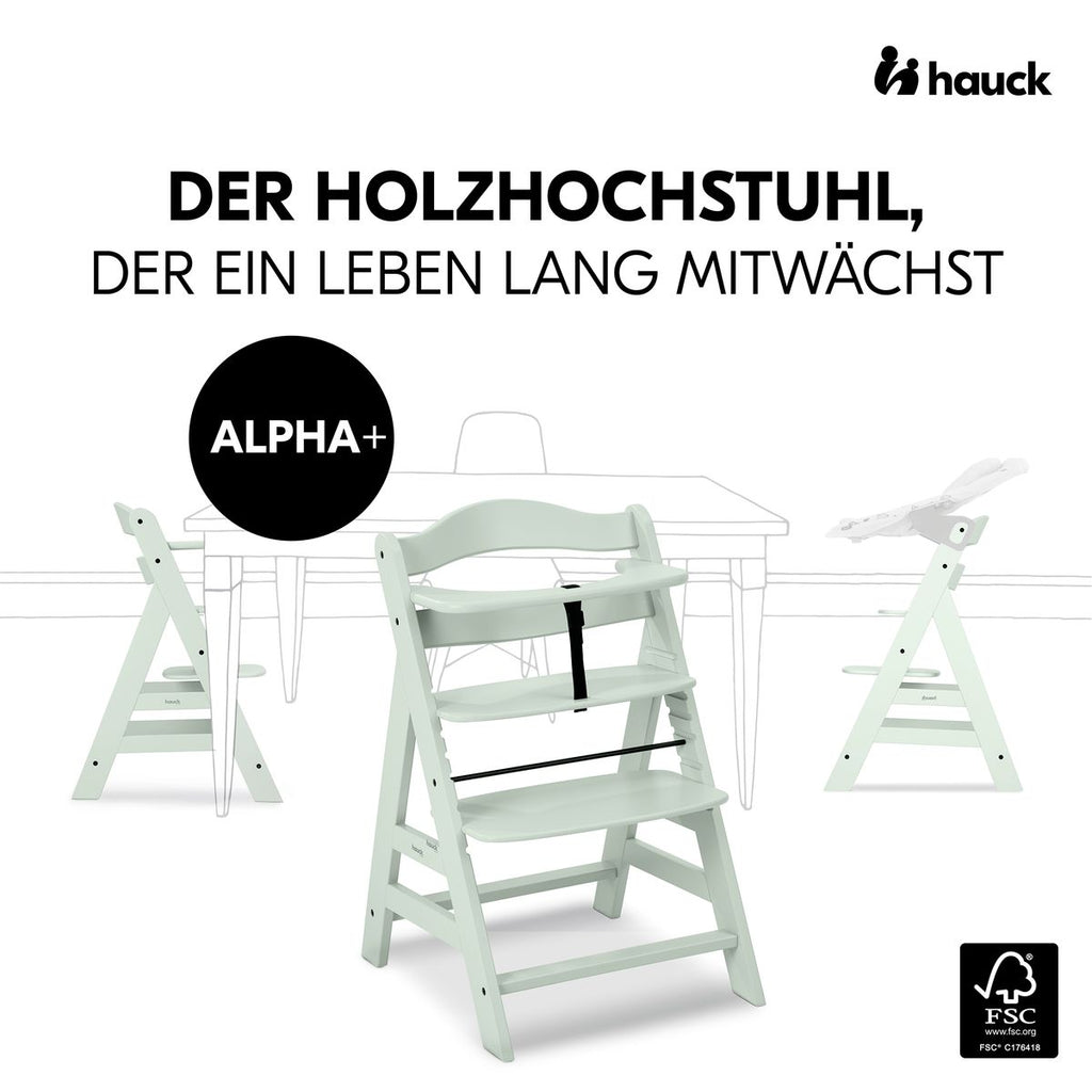Barnestol Alpha Plus i bøk med 5-punktsbelte opptil 90 kg - Hauck