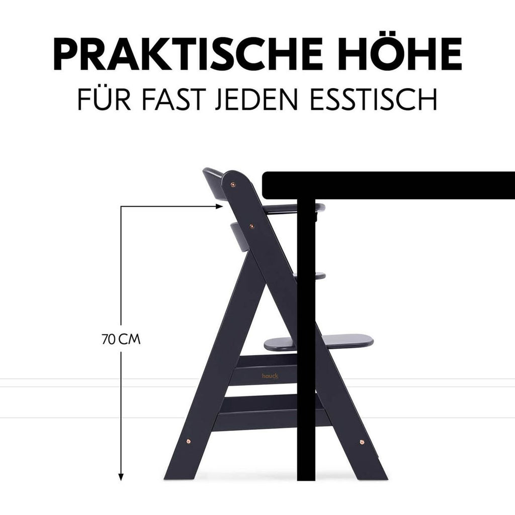 Barnestol Alpha Plus med justerbar sitte- og fotplate