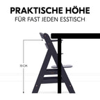 Barnestol Alpha Plus med justerbar sitte- og fotplate
