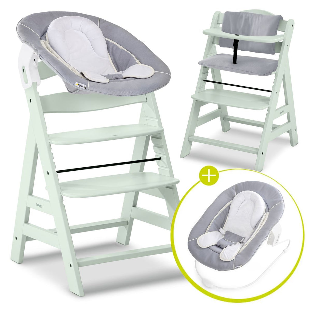 Barnestol Alpha Plus Mint Newborn sett 4 deler forfra