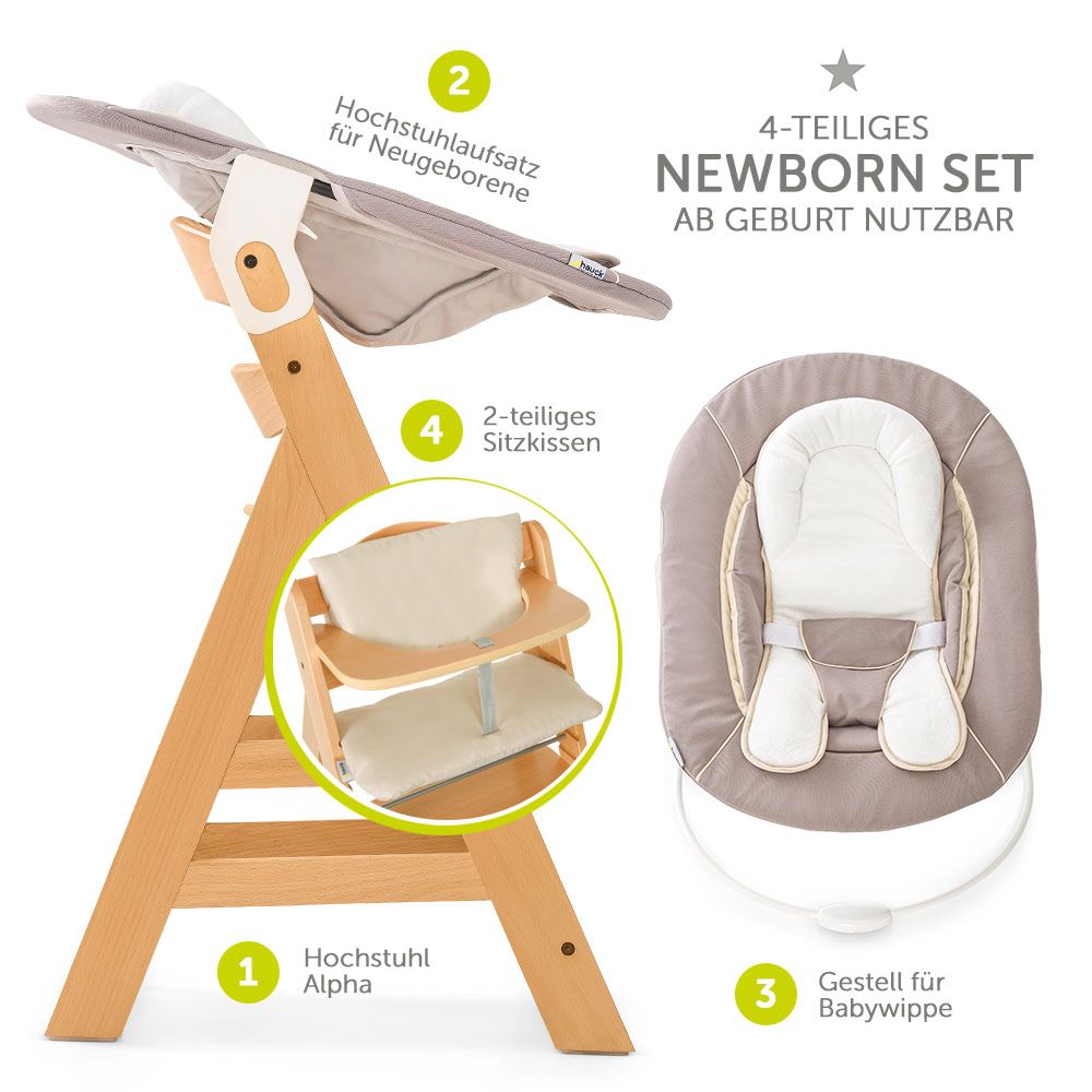 Barnestol Alpha Plus Natur 4-delt bakside