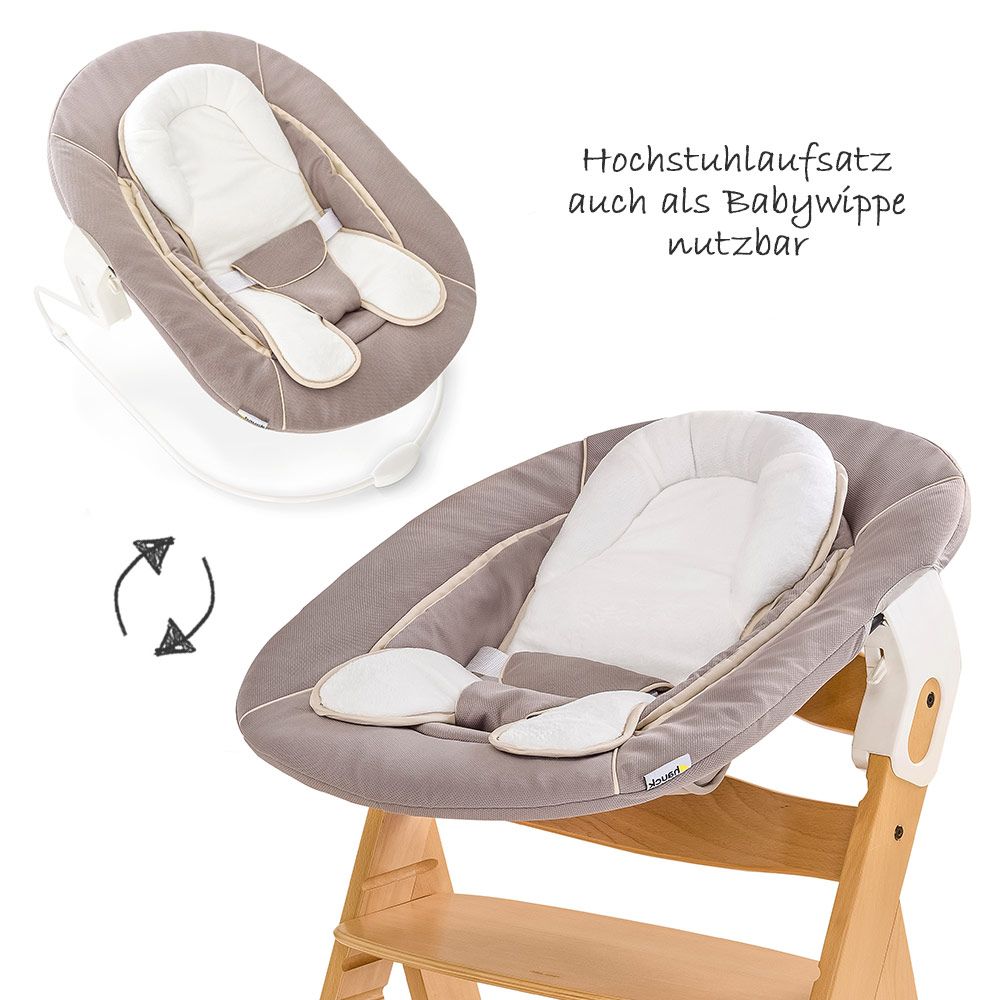 Barnestol Alpha Plus Natur 4-delt detalj av nyfødtinnlegg