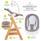 Barnestol Alpha Plus Natur 4-delt nyfødtsett Deluxe i bøk bakside