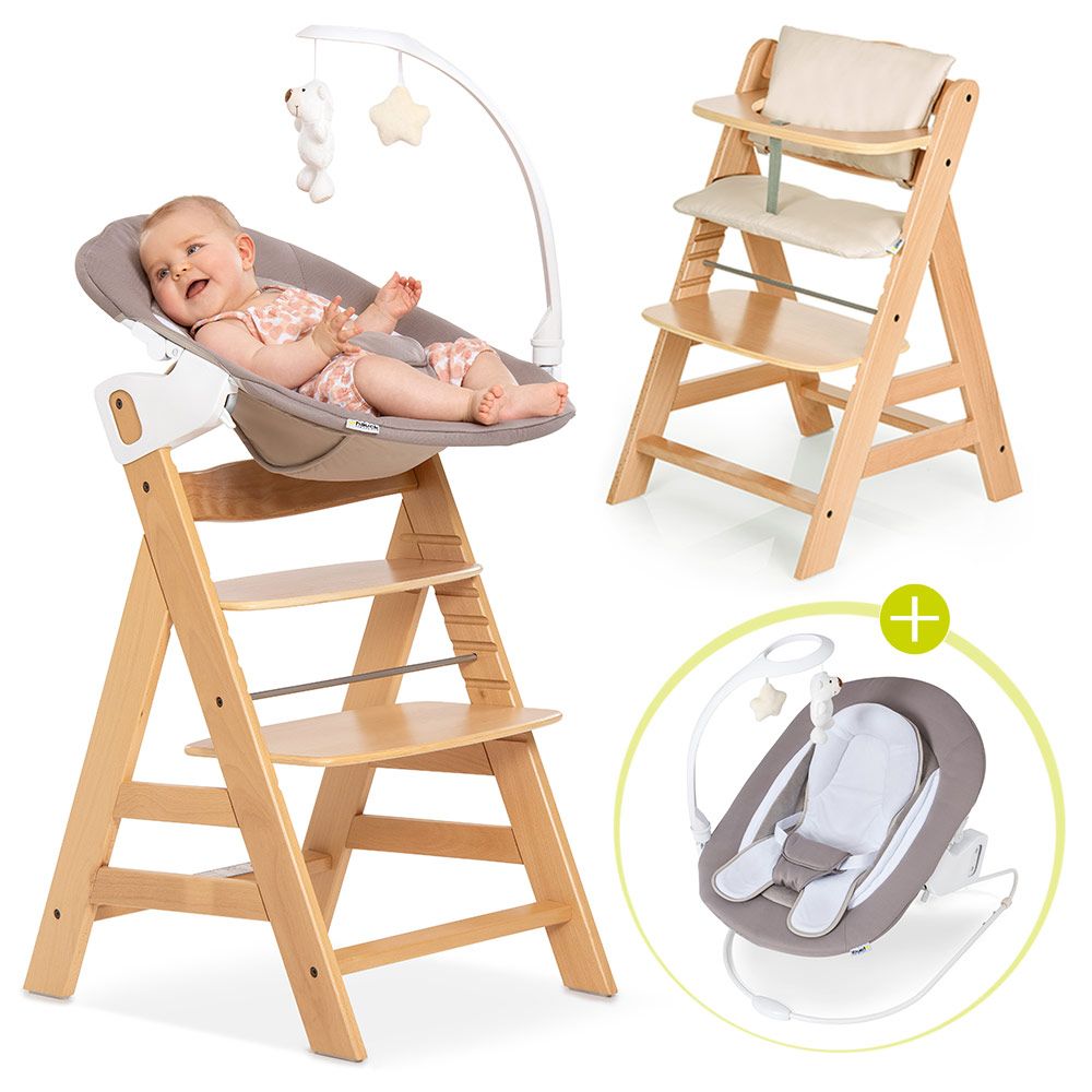 Barnestol Alpha Plus natur 4-delt sett forfra