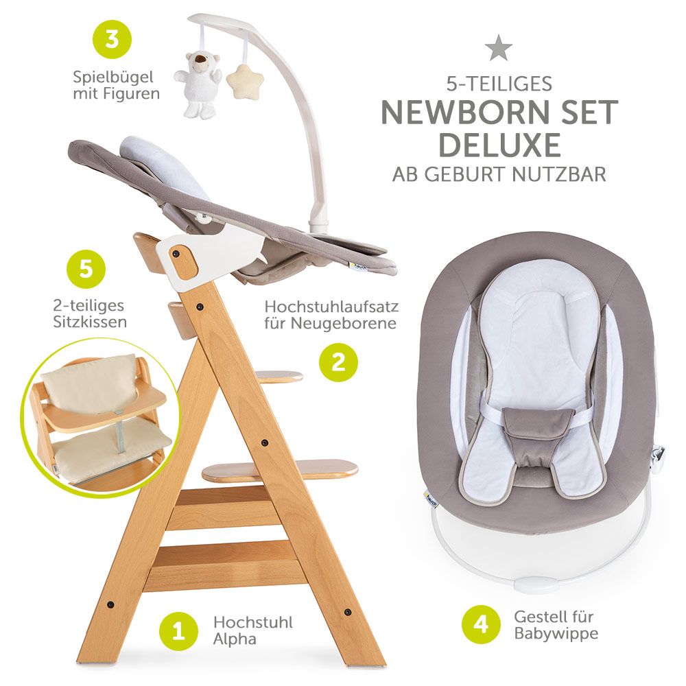 Barnestol Alpha Plus natur 4-delt sett bakside