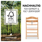 Detalj av FSC-sertifisert bøk i Barnestol Alpha Plus natur