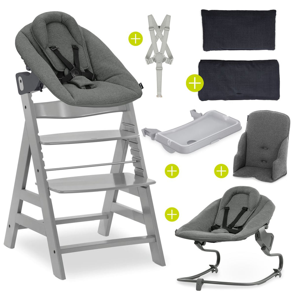 Barnestol Alpha Plus Newborn sett 5 deler forfra