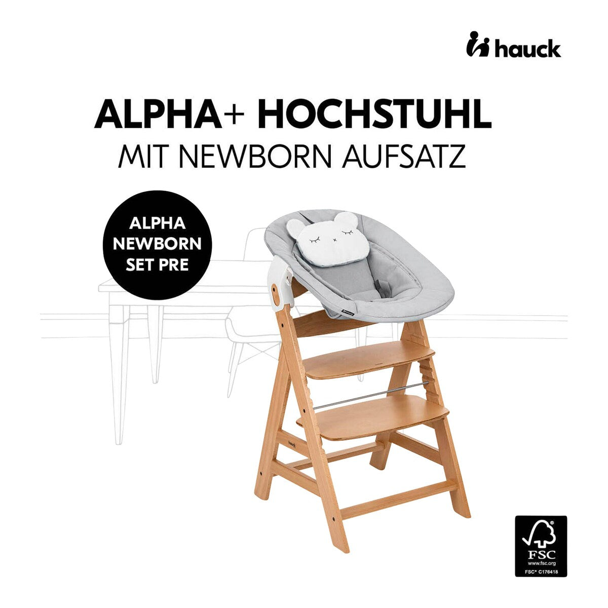 Barnestol Alpha+ inkl. Newborn-sett Pre med justerbar rygg