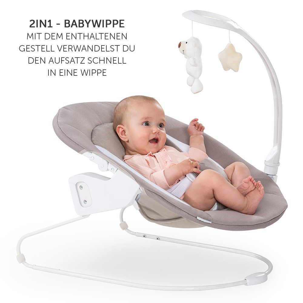 Barnestol Alpha Plus Walnut 4-delt nyfødtsett Deluxe med avtakbar pute