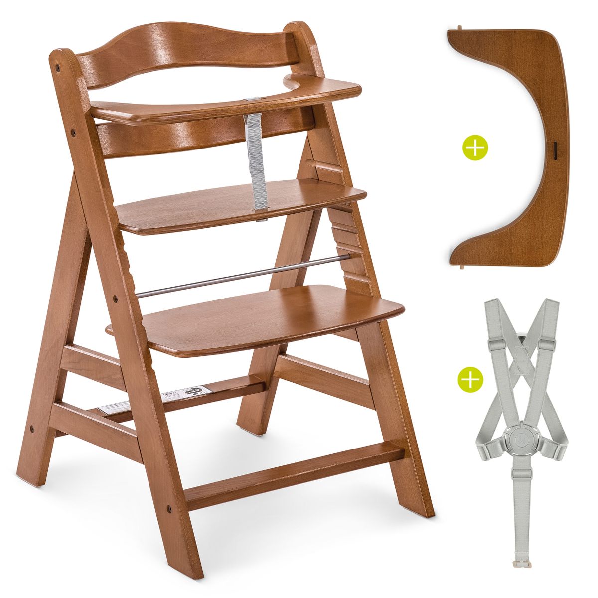 Barnestol Alpha Plus Walnut Hauck avtagbart trekk