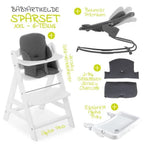 Barnestol Alpha Plus White sett med babyvippe bakside