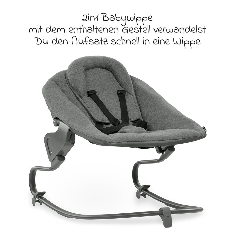Barnestol Alpha Plus White sett med babyvippe komplett sett oversikt