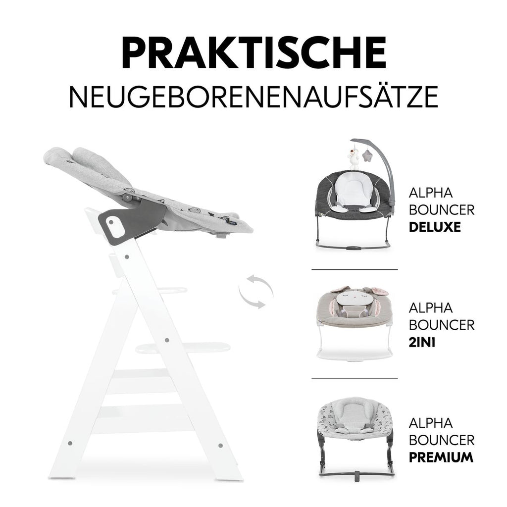 Barnestol Alpha Plus White med lekering og sittepute