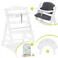 Barnestol Alpha Plus White forfra med sittepute