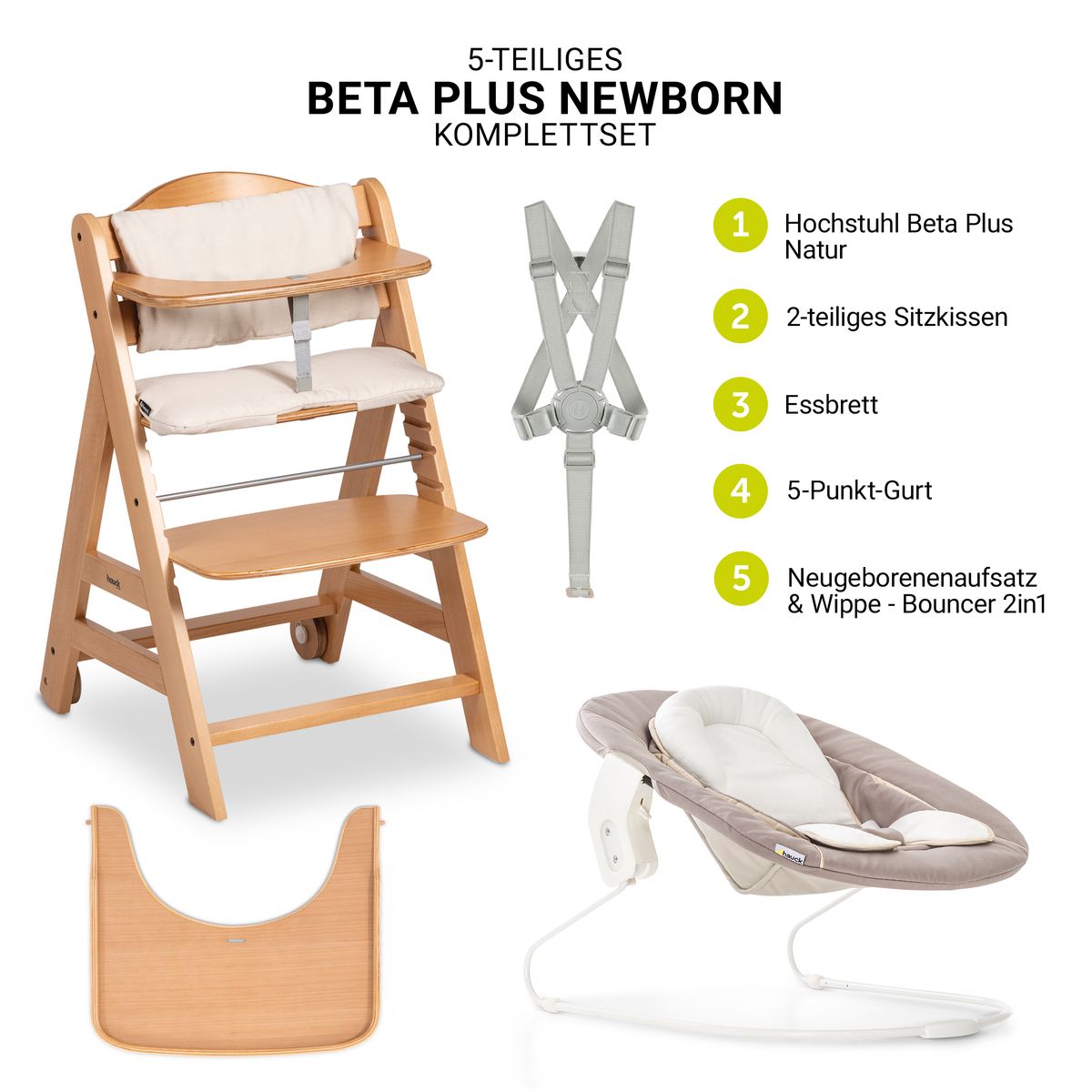 Barnestol 5-delt sett Beta Plus Natural med vippestol bakside
